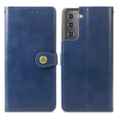 For Samsung Galaxy S22 5G Solid Color Leather Buckle Phone Case(Blue)