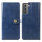 For Samsung Galaxy S22 5G Solid Color Leather Buckle Phone Case(Blue)