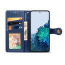 For Samsung Galaxy S22 5G Solid Color Leather Buckle Phone Case(Blue)