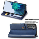 For Samsung Galaxy S22 5G Solid Color Leather Buckle Phone Case(Blue)