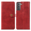 For Samsung Galaxy S22 5G Solid Color Leather Buckle Phone Case(Red)