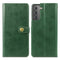 For Samsung Galaxy S22 5G Solid Color Leather Buckle Phone Case(Green)