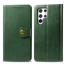 For Samsung Galaxy S22 Ultra 5G Solid Color Leather Buckle Phone Case(Green)