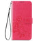 For Samsung Galaxy S22 5G Four-leaf Clasp Embossed Leather Phone Case with Lanyard & Card Slot & Wallet & Bracket Function(Magenta)