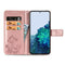 For Samsung Galaxy S22 5G Four-leaf Clasp Embossed Leather Phone Case with Lanyard & Card Slot & Wallet & Bracket Function(Rose Gold)