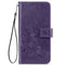For Samsung Galaxy S22 5G Four-leaf Clasp Embossed Leather Phone Case with Lanyard & Card Slot & Wallet & Bracket Function(Purple)