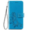 For Samsung Galaxy S22 5G Four-leaf Clasp Embossed Leather Phone Case with Lanyard & Card Slot & Wallet & Bracket Function(Blue)