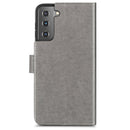 For Samsung Galaxy S22+ 5G Four-leaf Clasp Embossed Leather Phone Case with Lanyard & Card Slot & Wallet & Bracket Function(Grey)