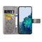 For Samsung Galaxy S22+ 5G Four-leaf Clasp Embossed Leather Phone Case with Lanyard & Card Slot & Wallet & Bracket Function(Grey)