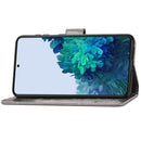 For Samsung Galaxy S22+ 5G Four-leaf Clasp Embossed Leather Phone Case with Lanyard & Card Slot & Wallet & Bracket Function(Grey)