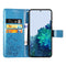 For Samsung Galaxy S22+ 5G Four-leaf Clasp Embossed Leather Phone Case with Lanyard & Card Slot & Wallet & Bracket Function(Blue)