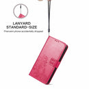 For Samsung Galaxy S22 Ultra 5G Four-leaf Clasp Embossed Leather Phone Case with Lanyard & Card Slot & Wallet & Bracket Function(Magenta)
