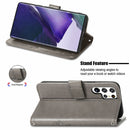 For Samsung Galaxy S22 Ultra 5G Four-leaf Clasp Embossed Leather Phone Case with Lanyard & Card Slot & Wallet & Bracket Function(Grey)