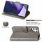 For Samsung Galaxy S22 Ultra 5G Four-leaf Clasp Embossed Leather Phone Case with Lanyard & Card Slot & Wallet & Bracket Function(Grey)