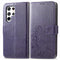 For Samsung Galaxy S22 Ultra 5G Four-leaf Clasp Embossed Leather Phone Case with Lanyard & Card Slot & Wallet & Bracket Function(Purple)