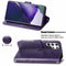 For Samsung Galaxy S22 Ultra 5G Four-leaf Clasp Embossed Leather Phone Case with Lanyard & Card Slot & Wallet & Bracket Function(Purple)
