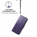 For Samsung Galaxy S22 Ultra 5G Four-leaf Clasp Embossed Leather Phone Case with Lanyard & Card Slot & Wallet & Bracket Function(Purple)