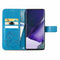 For Samsung Galaxy S22 Ultra 5G Four-leaf Clasp Embossed Leather Phone Case with Lanyard & Card Slot & Wallet & Bracket Function(Blue)