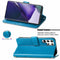 For Samsung Galaxy S22 Ultra 5G Four-leaf Clasp Embossed Leather Phone Case with Lanyard & Card Slot & Wallet & Bracket Function(Blue)