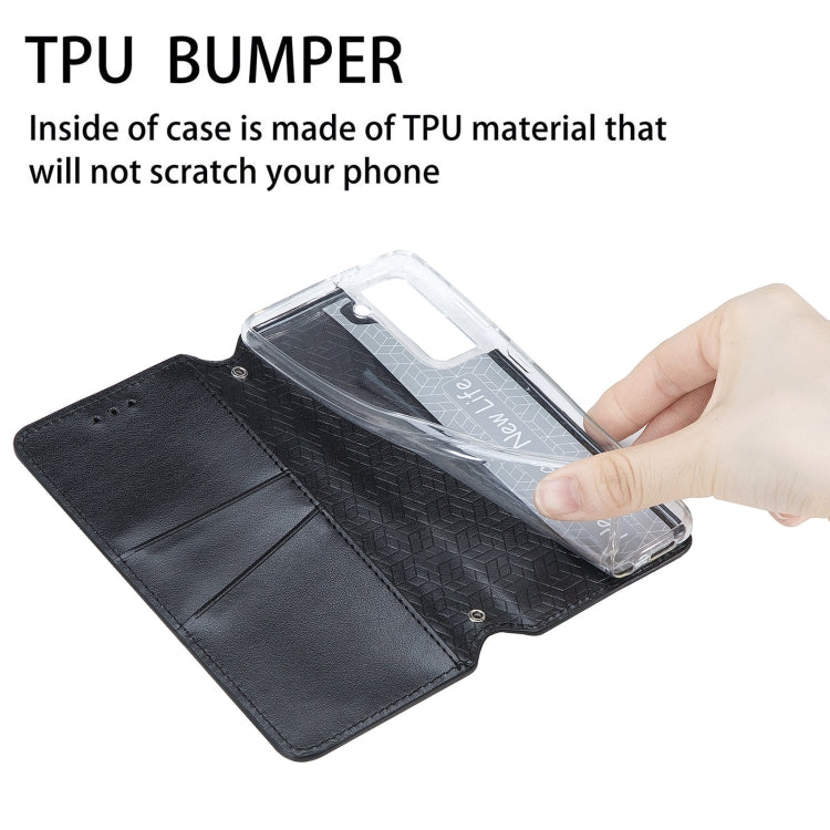 For Samsung Galaxy S22 5G Blooming Mandala Embossed Magnetic Horizontal Flip Leather Case with Holder & Card Slots & Wallet(Black)