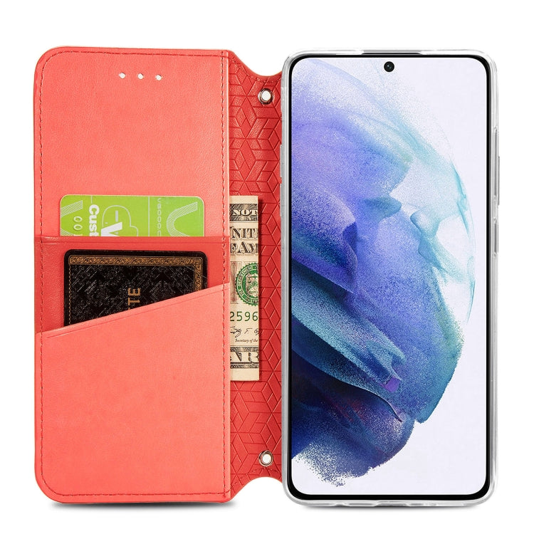 For Samsung Galaxy S22 5G Blooming Mandala Embossed Magnetic Horizontal Flip Leather Case with Holder & Card Slots & Wallet(Red)