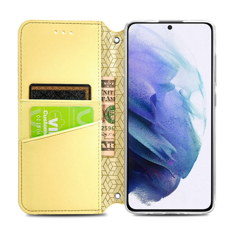For Samsung Galaxy S22 5G Blooming Mandala Embossed Magnetic Horizontal Flip Leather Case with Holder & Card Slots & Wallet(Yellow)