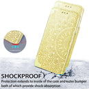 For Samsung Galaxy S22 5G Blooming Mandala Embossed Magnetic Horizontal Flip Leather Case with Holder & Card Slots & Wallet(Yellow)