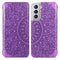 For Samsung Galaxy S22 5G Blooming Mandala Embossed Magnetic Horizontal Flip Leather Case with Holder & Card Slots & Wallet(Purple)