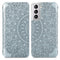 For Samsung Galaxy S22 5G Blooming Mandala Embossed Magnetic Horizontal Flip Leather Case with Holder & Card Slots & Wallet(Silver)