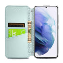 For Samsung Galaxy S22 5G Blooming Mandala Embossed Magnetic Horizontal Flip Leather Case with Holder & Card Slots & Wallet(Silver)