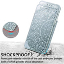 For Samsung Galaxy S22 5G Blooming Mandala Embossed Magnetic Horizontal Flip Leather Case with Holder & Card Slots & Wallet(Silver)