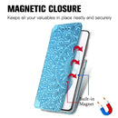 For Samsung Galaxy S22 5G Blooming Mandala Embossed Magnetic Horizontal Flip Leather Case with Holder & Card Slots & Wallet(Blue)