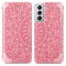 For Samsung Galaxy S22 5G Blooming Mandala Embossed Magnetic Horizontal Flip Leather Case with Holder & Card Slots & Wallet(Pink)