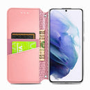 For Samsung Galaxy S22 5G Blooming Mandala Embossed Magnetic Horizontal Flip Leather Case with Holder & Card Slots & Wallet(Pink)