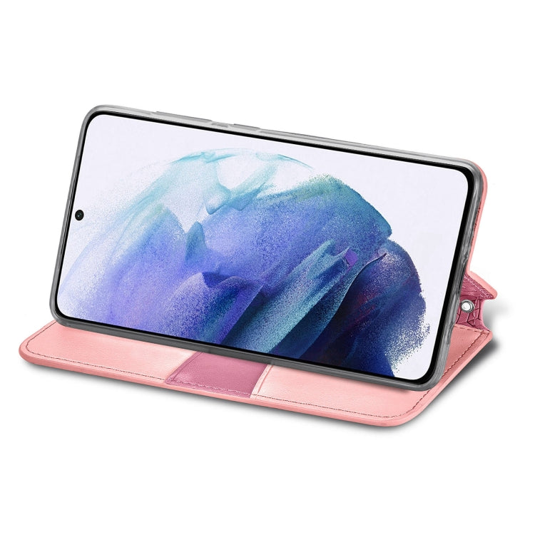 For Samsung Galaxy S22 5G Blooming Mandala Embossed Magnetic Horizontal Flip Leather Case with Holder & Card Slots & Wallet(Pink)