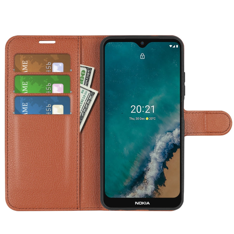 For Nokia G50 Litchi Texture Horizontal Flip Protective Case with Holder & Card Slots & Wallet(Brown)