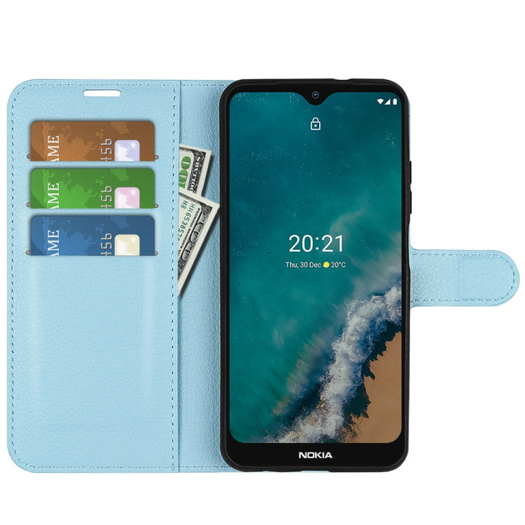 For Nokia G50 Litchi Texture Horizontal Flip Protective Case with Holder & Card Slots & Wallet(Blue)