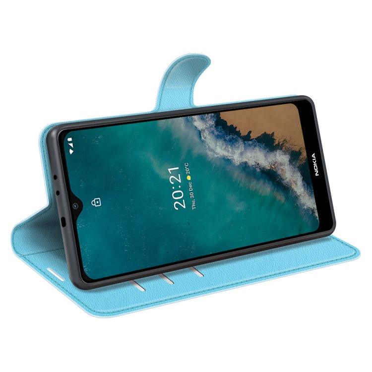 For Nokia G50 Litchi Texture Horizontal Flip Protective Case with Holder & Card Slots & Wallet(Blue)