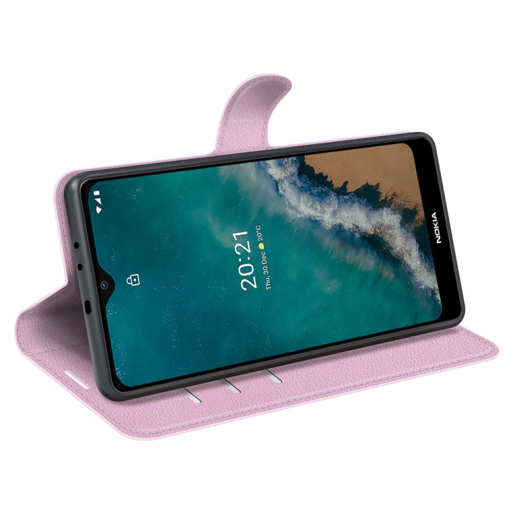 For Nokia G50 Litchi Texture Horizontal Flip Protective Case with Holder & Card Slots & Wallet(Pink)