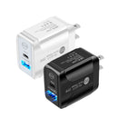 PD25W USB-C / Type-C + QC3.0 USB Dual Ports Fast Charger with USB-C to USB-C Data Cable, US Plug(White)