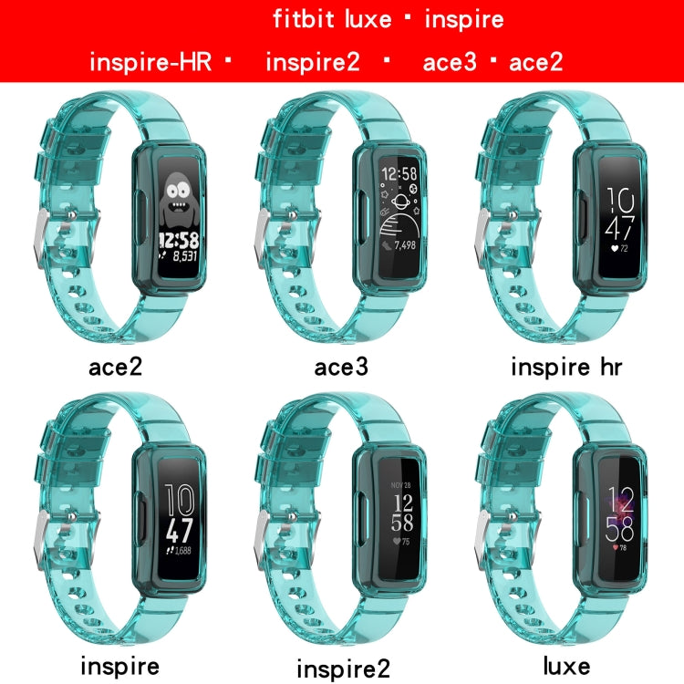 For Fitbit Ace 3 Transparent Silicone Integrated Watch Band(Transparent Black)
