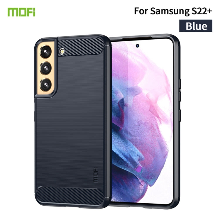 For Samsung Galaxy S22+ 5G MOFI Gentleness Series Brushed Texture Carbon Fiber Soft TPU Case(Blue)