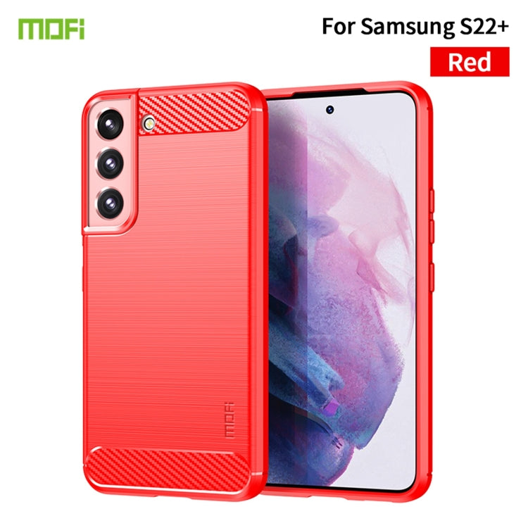 For Samsung Galaxy S22+ 5G MOFI Gentleness Series Brushed Texture Carbon Fiber Soft TPU Case(Red)
