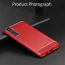 For Samsung Galaxy S22+ 5G MOFI Gentleness Series Brushed Texture Carbon Fiber Soft TPU Case(Red)