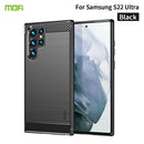For Samsung Galaxy S22 Ultra 5G MOFI Gentleness Series Brushed Texture Carbon Fiber Soft TPU Case(Black)