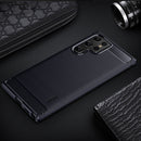 For Samsung Galaxy S22 Ultra 5G MOFI Gentleness Series Brushed Texture Carbon Fiber Soft TPU Case(Blue)
