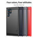 For Samsung Galaxy S22 Ultra 5G MOFI Gentleness Series Brushed Texture Carbon Fiber Soft TPU Case(Blue)