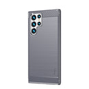 For Samsung Galaxy S22 Ultra 5G MOFI Gentleness Series Brushed Texture Carbon Fiber Soft TPU Case(Gray)