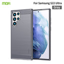 For Samsung Galaxy S22 Ultra 5G MOFI Gentleness Series Brushed Texture Carbon Fiber Soft TPU Case(Gray)