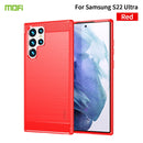 For Samsung Galaxy S22 Ultra 5G MOFI Gentleness Series Brushed Texture Carbon Fiber Soft TPU Case(Red)
